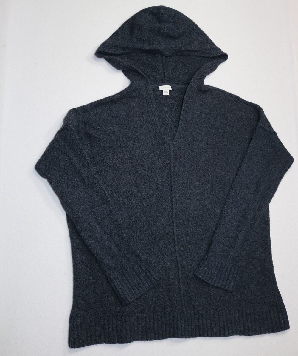 Pure Jill Dark Navy Blue Hooded Knit Sweater Small